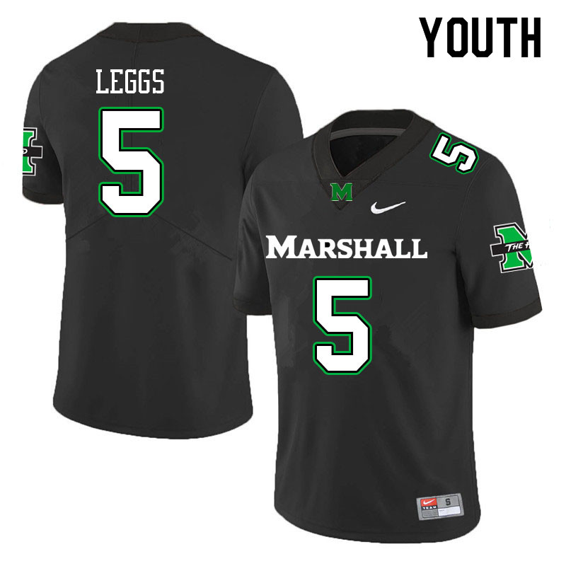 Youth #5 Tyqaze Leggs Marshall Thundering Herd College Football Jerseys Sale-Black